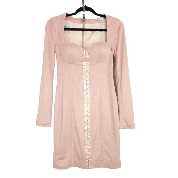 House of CB Womens Dress Ricci Pink Suedette Bustier Corset Mini Bodycon Sz S - Picture 3 of 11